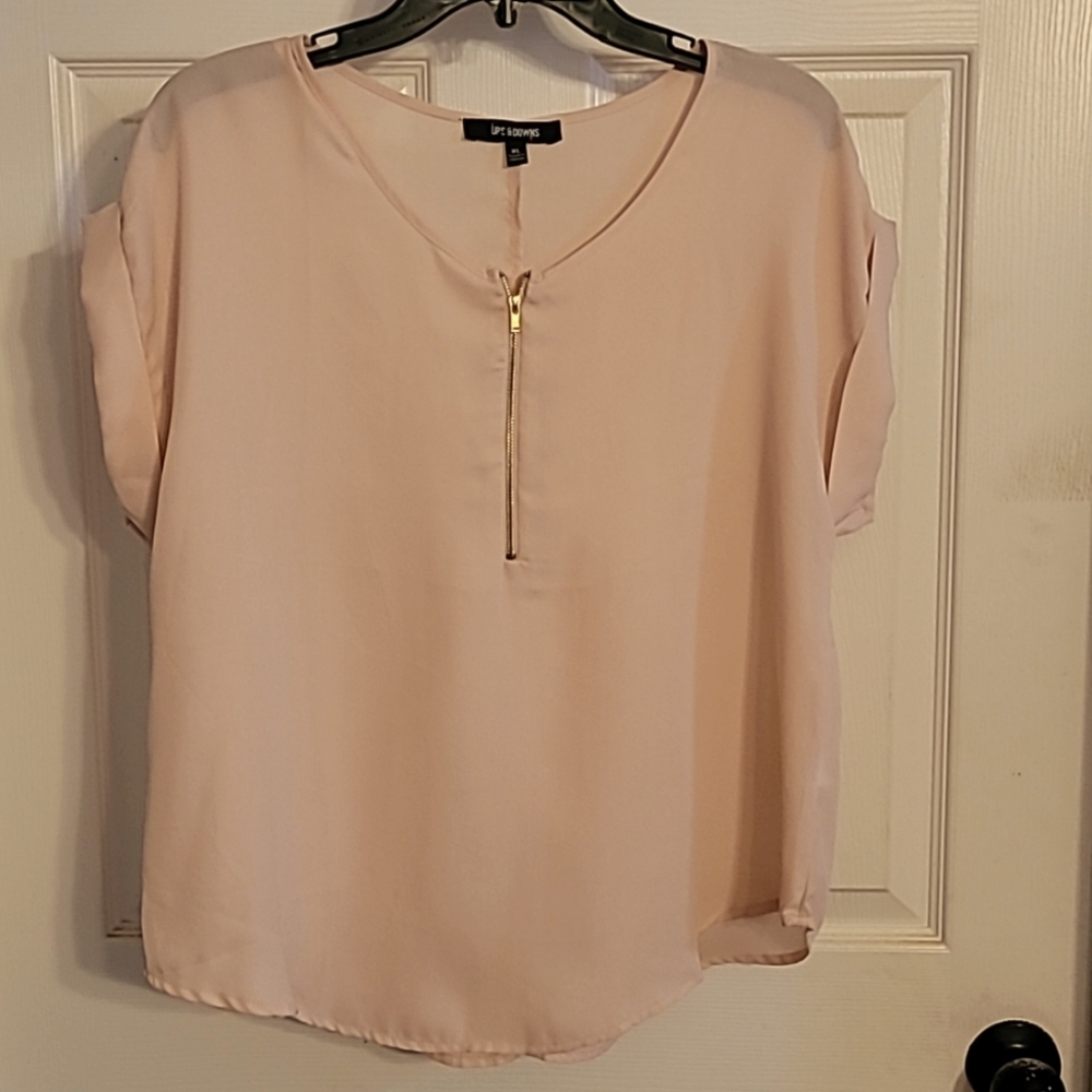 Pale Pink half zip blouse